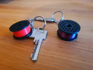 Filament spool keychain (with wall mount/holder)