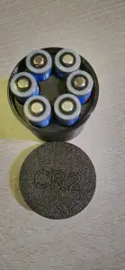 Round Storage Box for 12 CR2 Batteries - Screw-Lid Design
