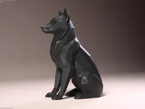 Low-poly Wolf - Goberian dog figurine