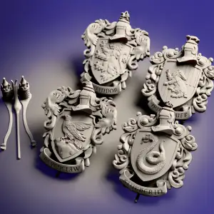 Harry Potter Coat of Arms Collection with Display Stand 🦁⚡