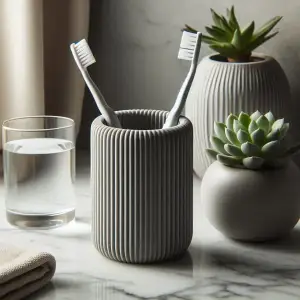 Modern Ribbed Toothbrush and Toothpaste Holder