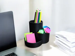 Office Organizer "Three Cups" – Ribbed Desk Storage