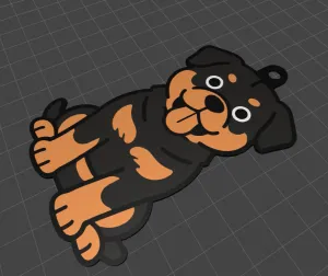 rottweiler Chibi Keychain, Cute Rottweiler Dog Keychain