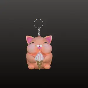 Keychain "Kitten eating ice cream."