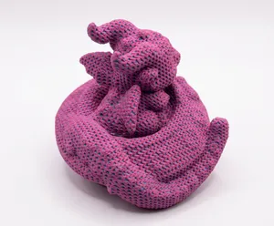 Knitted Cute Alien Dragon with its tiny ufo