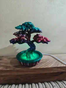 Bonsai tree with light fitting