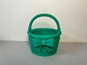 Fresh green woven bowknot handheld basket, storage basket