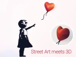 Street Art meets 3D - Banksy Girl with a Balloon