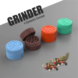 Grinder Set 3D, 4 pcs. Grinder Bundle, 3D Herb Spice Crusher