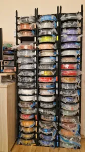 Filament spool roll storage rack with label by Kgball