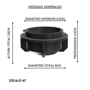 Tapa Optica Fiat-Chevrolet-Peugeot-VW Extendida Zócalo H7
