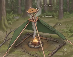 Tarp Pyramid Tent Connector with Rain Cover Cap
