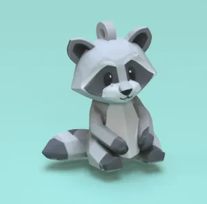 Low poly racoon keychain