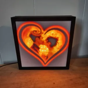 Couple Kissing in the Firelight - Valentine's Day Lithophane
