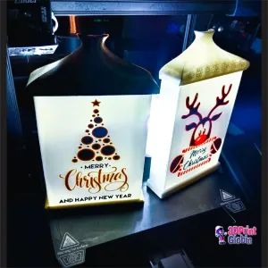 Feliz Navidad Reno y Arbol - Luz Nocturna Litofania Multicol