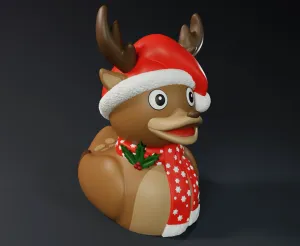 Cute Raindeer Rubber Duck (Christmas-Themed Scarf and Hood)