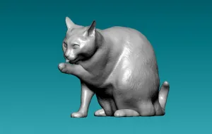 Cat washes its feet model - 3D print