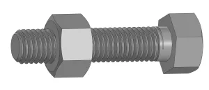 Bolt M12x1.75x55mm (M12x1.75x30-100mm) +3 Nuts + Washers