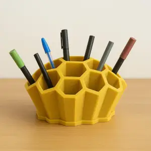 Honeycomb Pen Holder, Desk Organizer; Pen, Brush & Accessory