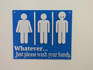 Funny Wash Your Hands Alien Sign for Bathroom