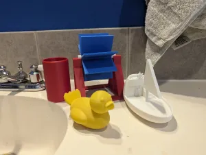 Classic Bath Toy Set - Sailboat, Duck, Spinner and Cup