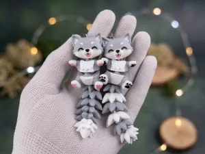 Fluffy Tail Cute Flexi Baby Wolf - Toy/ Keychain/Magnet
