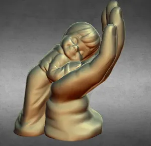 child sleeping in hand