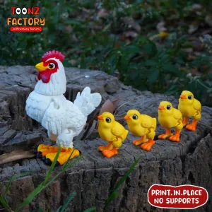 PRINT IN PLACE FLEXI HEN AND CHICKS
