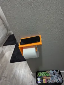 Wall-Mounted Toilet Paper Holder with Phone Shelf