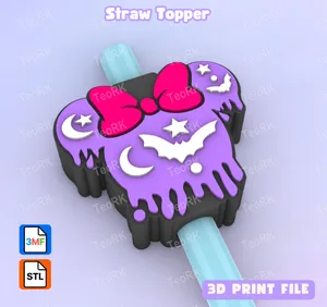 Straw Topper Halloween for kids - mouse with a bow