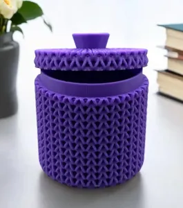 Kintted Round Container with Lid Crocheted Decor Gift Box