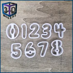 Set of number cutters from 0 to 9 30mm high