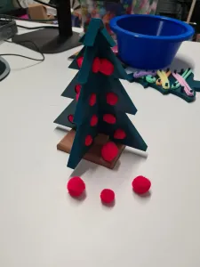 Christmas tree decorating game with pom poms