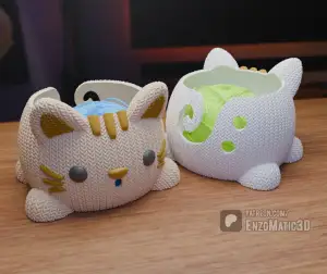 bowl knitted Cat crochet, 3MF, STL Multiparts