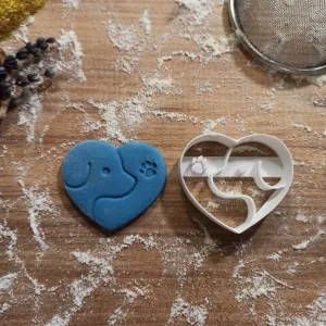 Dog Face Paw Cookie Cutter with Heart, Dog Birthday Gift