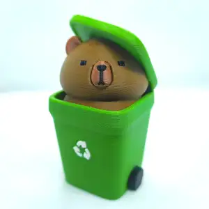 Kawaii Capybara in Dustbin