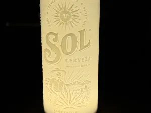 Sol Cerveza can lithophane lamp