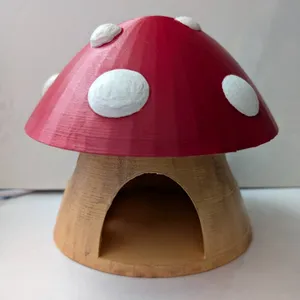 Gerbil Mushroom House with a ladder