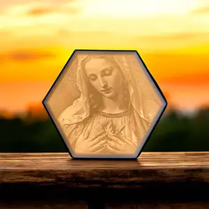 Hexagon Lamp LED RGB - Jesus - Gott - Heilige Maria 001