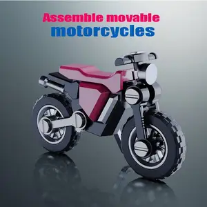 Building blocks to assemble motorcycles