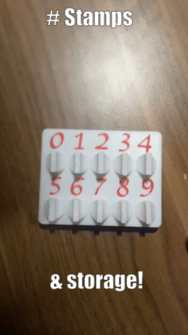 Small numeric stamps with storage