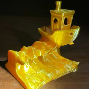 benchy riding a wave