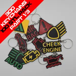 300 Car Dashboard Symbols Keychains - Part 1 (001-100)