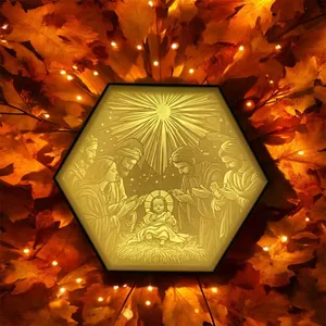 Hexagon Lamp LED RGB - Jesus - Gott - God 002