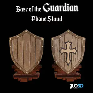Heroic Phone Stand – Shield Design with Cross for Desk Setup