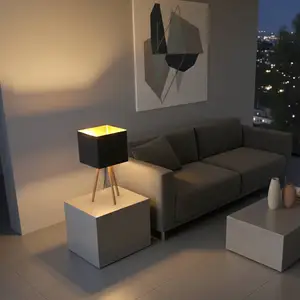 Modern Stylish Tripod Cube Lamp with removeable shade liner