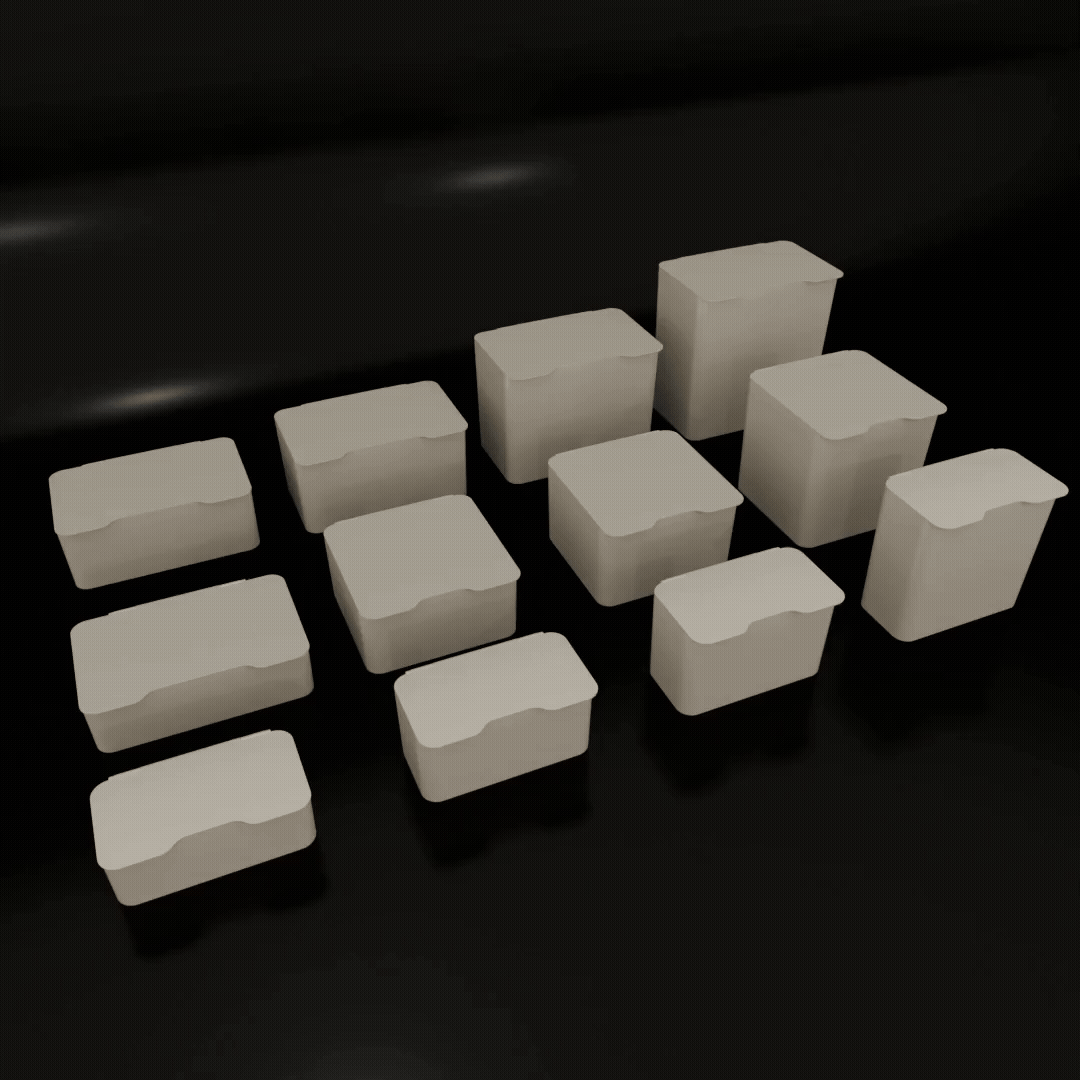 Containers with lids of different sizes