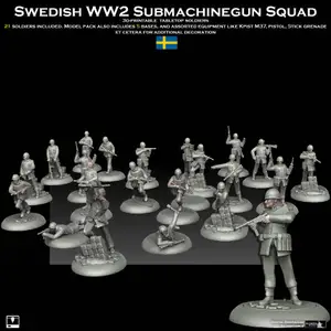 Swedish WW2 Submachinegun Squad Early-War Era