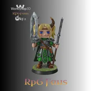 KF2 Chibi Warrior 75mm – Fantasy RPG Miniature – Workshop3D