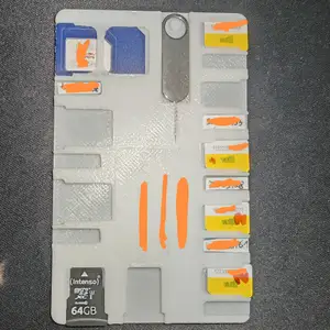 SIM Card Organizer + 2 microSD Card Case credit card size